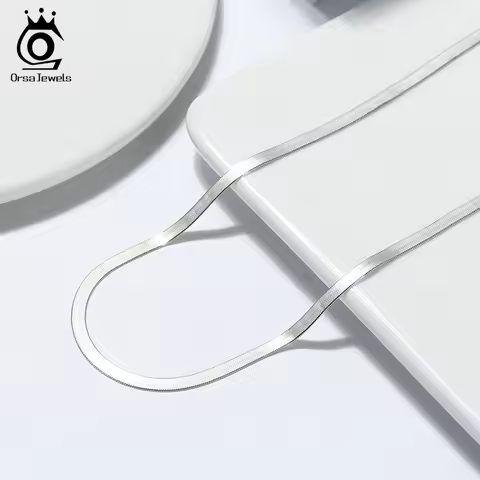 ORSA JEWELS Italy 925 Sterling Silver Snake Chain 3mm 4.5mm Flexible Flat Herringbone Chain Necklace