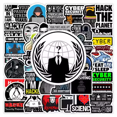 Cybersecurity Hackers Network Security Engineers Stickers Cracker Firewall Anonymous Waterproof Deca