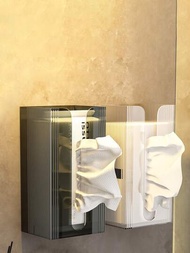 1入組壁掛式紙巾盒支架不附帶鑽孔適用於家用面部紙巾,一次性臉部毛巾收納在浴室,廁所,廚房