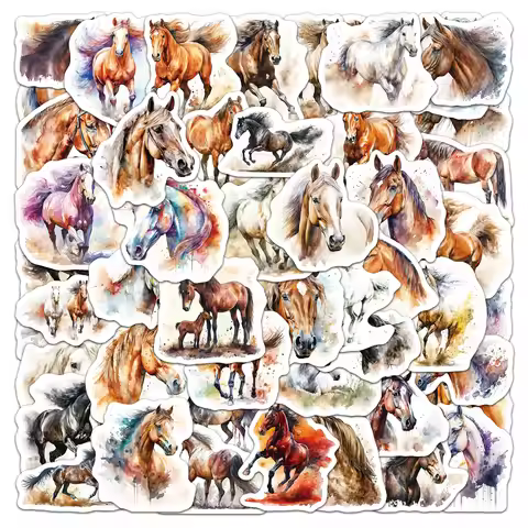 50Pcs Cute Cartoon Horse Series Cartoon Cute Waterproof Sticker Skateboarding Retro Home Decal Stick