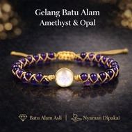 Men's Bracelet Amethyst and Opal Natural StoneWanita - Natural Stone Bracelet Amethyst and Opal Gems