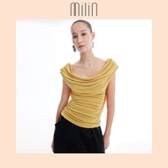 [MILIN] Round neckline wide draped ruched Top เสื้อจับจีบคอกว้าง Glance Top / 46