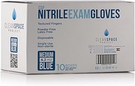 CLEAN SPACE PROJECT CSP Blue Nitrile Exam Gloves 4.2 Mil, Disposable, Powder-Free, Latex-Free, Non-Sterile, Textured Fingers