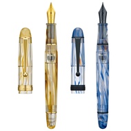 Asvine V126 Pengisian Vakum Fountain Pen Ef/f/m Nib, Set Hadiah Tulisan Akrilik Pusaran Coklat/ Kela