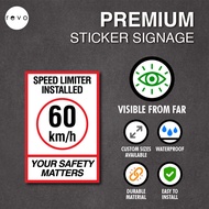 Speed Limiter Installed Sticker 60km/h | Vehicle Safety Signage | Truck Van Lorry Decal Waterproof S