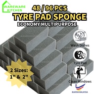48/96PCS Black Sponge Economy Multipurpose Car Wash Sponge Tyre Pad Sponge Foam Shine Applicator Pad