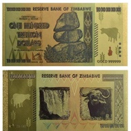 Zimbabwe Gold Foil 100 000 000 000 000 Dollar Souvenir Per 1 Pcs