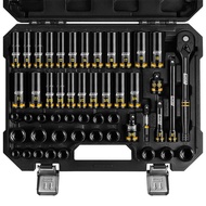 RO0L boen 3/8'' Drive Impact Socket Set, 50PCS Standard SAE (5/16 to 3/4 inch) and Metric (8mm-22mm)