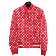 全新未使用 Louis Vuitton x Supreme 聯名款 LV 皮革棒球夾克，MonogramRED皮革飛行員夾克，尺寸 46，17AW 1249 [二手] LOUIS VUITTON