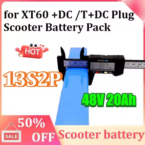 48V 13S2P 20Ah 18650 High-Power Rechargeable Li-ion for XT60 +DC /T+DC Plug Scooter Battery Pack wit