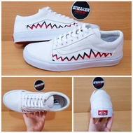 Sepatu Vans Oldskool Bape Shark White