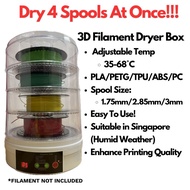 [SG STOCK]4-Spool 3D Printer Filament Dryer Box | 4-Tier Heater for PLA PETG TPU ABS | 35-68°C Adjus