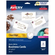 Avery Laser Printer Printable DIY Business Cards / Name Cards 2 X 3.5" Model 5871 Two-Sided Matt Whi