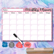 Monthly Planner A3 + Bonus Wipe and Clean Marker - Wall Planner Schedule Board