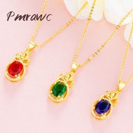 Pmrawc | Au999 Gold Inlaid Crystal Pendant Joker Women Oval Zircon Pendant FS1410