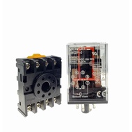 MK2P-I AC 110V Coil 8 Pin 2NO 2NC DPDT Power Relay & Plug-in Terminal Socket Base AC 110V Electromag