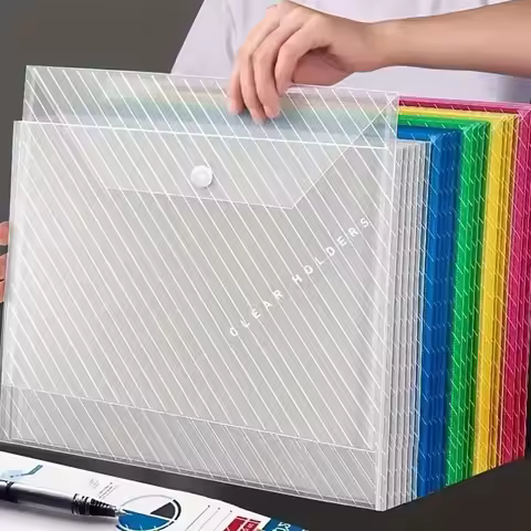 10/5 pcs A4 Transparent Folder File Pouch Poly Stationery Storage File Bag Plastic Documents Filing 