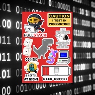 Programmer Sticker Set (RED HACKER) - Helmet, Suitcase, Car Sticker Decal - Many Sizes - Waterproof 
