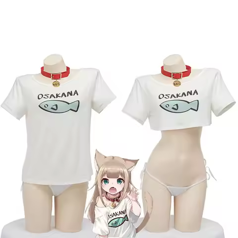 Anime Kinako OSAKANA Cosplay Costume Cute Summer Casual T-Shirt Crops Tops Underwear 40hara Kinako C