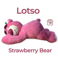 [READY STOCK] PLUSHIE LOTSO STRAWBERRY BEAR SLEEPPING BEAR 55CM 100CM PREMIUM FABRIC 草莓毛绒趴熊
