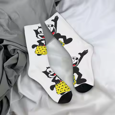 Men Socks F-Felix The Cat Stockings Anti Skid Quality Socks Spring Harajuku Graphic Running Sports S