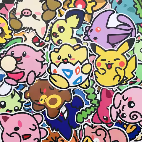 53PCS Kawaii Anime Pocket Monsters Stickers Pikachu DIY Laptop Luggage Skateboarding Mobile Cartoon 