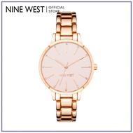 Nine West Rose Gold Metal Watch with Crystals NW2098PKRG