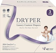 DRYPER Baby Nappies - Size 3 (6-11kg / 13-24 lbs), 6 x 7 Nappies (42 Total), Pure Natural Cotton, Ul