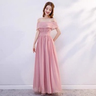 Pretty Pink Maxi Long Wedding Dinner Evening Gown Dress / Bridesmaid Gown Dress