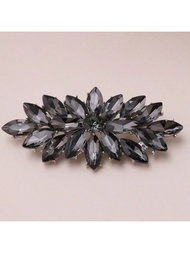 1 trâm cài áo đính đá mã não nhiều lớp mạ K màu trắng, hoa ve áo dài chất lượng, phụ kiện trâm cài á