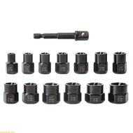 weroyal 14Pcs Bolt Nut Remover Set Nut Bolt Extractor Sleeve Set Damaged Bolt Nut Remover Extractor 