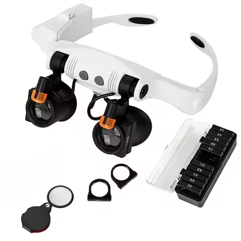 2-piece head mounted magnifying glass, interchangeable cooling and heating light, detachable lens, u