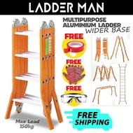 FREE SHIPPING 12~24 steps Heavy Duty Aluminium Ladder Multipurpose Folding Ladder Aluminium Tangga L