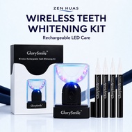 GlorySmile Wireless Rechargeable LED Teeth Whitening Kit, 4 Gel Pens, Charging Base & 16-Min Timer
