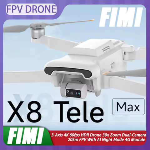 New FIMI X8 Tele Max FPV Drone 3-Axis 4K 60fps HDR Drone 30x Zoom Dual-Camera 20km FPV With AI Night
