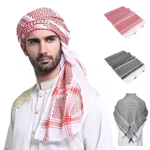 1Pcs Palestine Bandana Muslim Shemagh Scarf Multifunction Headwrap Square Neck Wrap Arabic Turban Hi