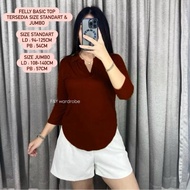F&Y - Felly Basic Top Collar - Women's Fashion 7 Sleeve Shirt/8 - Women's Long Sleeve Top
