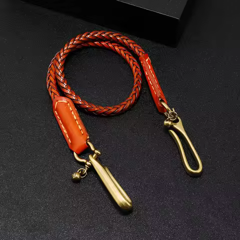 Classic Punk Style Genuine Leather Biker Keychain Jeans Chain Handmade Wallet Chain Waist Chain Men'
