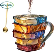 3d Painted Book Coffee Mug 11oz Glass Coffee Cupshaped Cup for Book Lovers Librarians & Writers