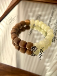 黃口料和田黃奇楠沉香Ag設計款手鏈