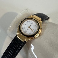 YSL稀有氣質中古金環黑色皮革手錶 日本中古二手