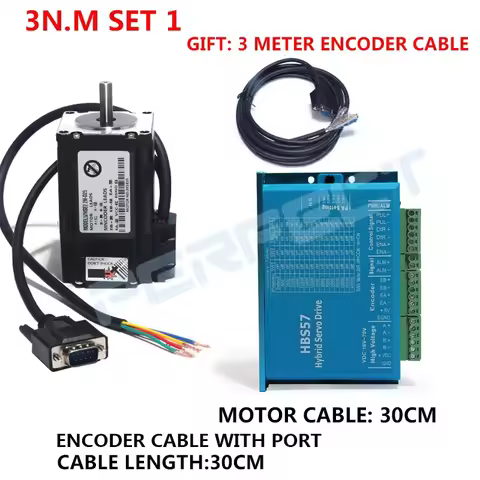 Closed-Loop Servo Stepper Motor Nema 23 3N.m 57 Hybrid 2-Phase 132mm Electrical Equipment 57HSE3N+HB