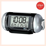 Seiko Clock Alarm Clock Radio Wave Digital High Volume PYXIS Super Raiden Black Metallic NR523K SEIKO
