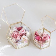 永生玫瑰玻璃六角珠寶盒