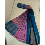 Christmas collection saree Light purple with blue border