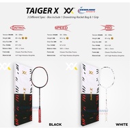 Badminton Racket Maxx Taiger X Black And White FREE Exclusive Box, COVER GRIP!
