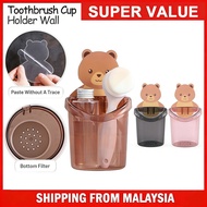 5PCS Cute Bear Toothbrush Holder Cup Drainer Wall Toothbrush Toothpaste Storage Cup Toilet Organizer