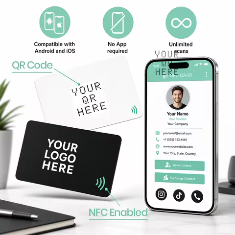 NFC Digital Business Card Inkjet Printing Custom Logo 504B Rewritable Smart Card Digital VCard Socia