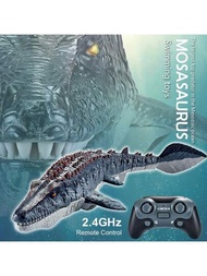 Barco Rc Mosasaurus de alta simulación 2.4G para piscina o baño, control remoto para niños, impermeable, modelo de juguete Rc de dinosaurio Mosasaurus 2.4G para niños. Con rociador de agua simulado para natación. Regalo para niños