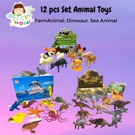 12 pcs Set Animal Toys for Kids Toys Pocket Size  Sea Animal Dinosaur Farm Animal